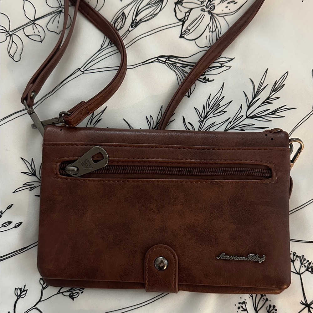 Brown Studded Women's Crossbody Bag - Picture 2 of 3